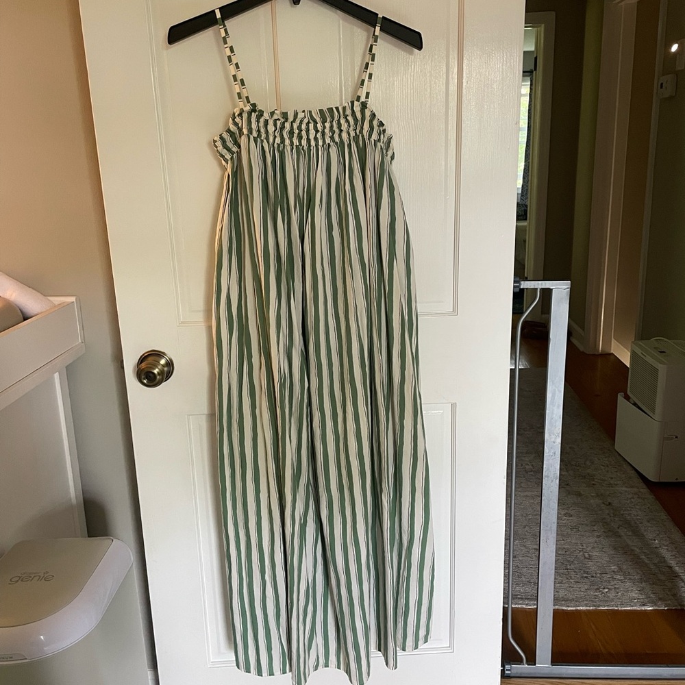Madewell Green and Cream Striped Skirt